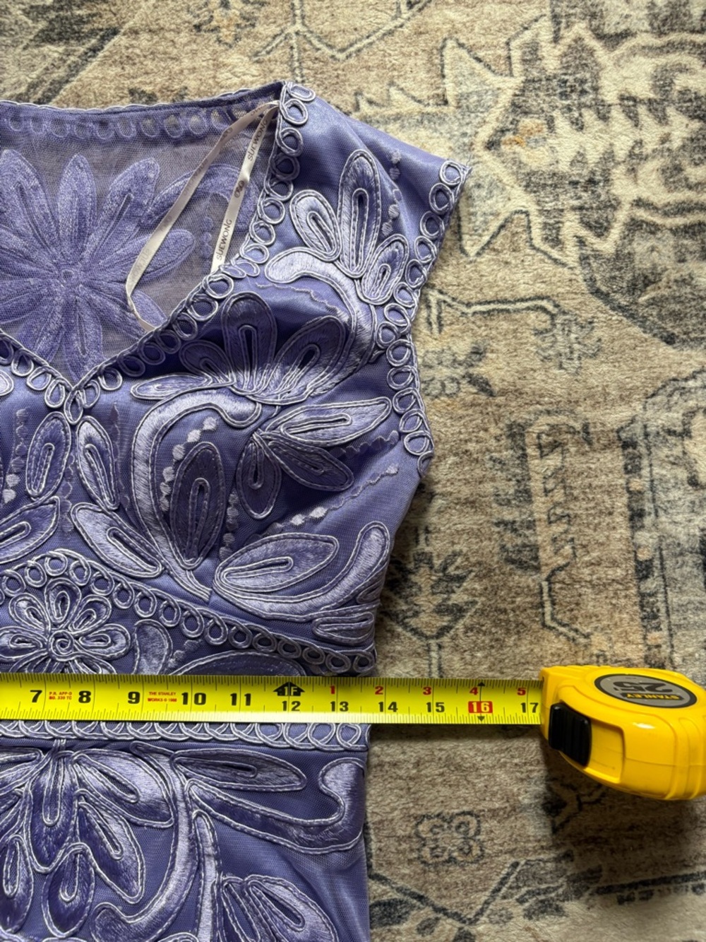 Vintage Y2K 90s Sue Wong purple cocktail dress intricate embroidery size 2 - Picture 6 of 12